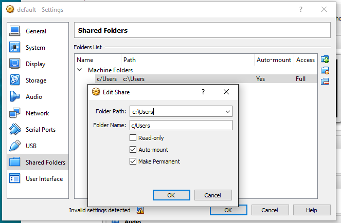 this figure show default of mounting path of docker vm on windows